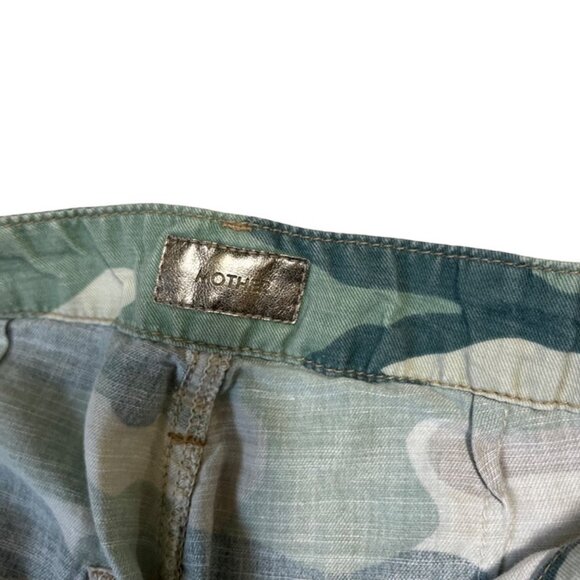 Mother women's pants 24 US 0 green camo print straight leg raw hem jeans - Picture 6 of 11